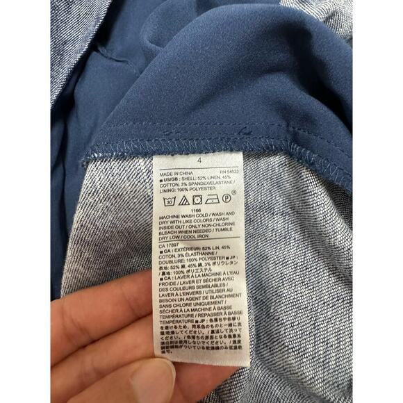 Banana Republic Women Chambray Blue Linen Blend Tie Waist Jumpsuit, Size 4 - Picture 11 of 11